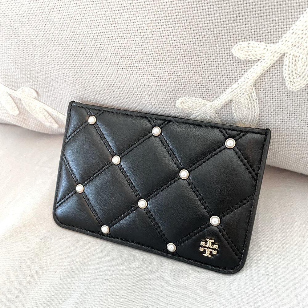 Tory Burch Wallet Savannah Pearl Zip Card Case